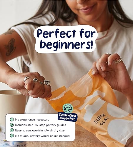 Miniatura 4 de Pott'd Kit de cerámica de arcilla seca al aire para principiantes, kit de cerámica para adultos. El kit incluye arcilla seca al aire para adultos,