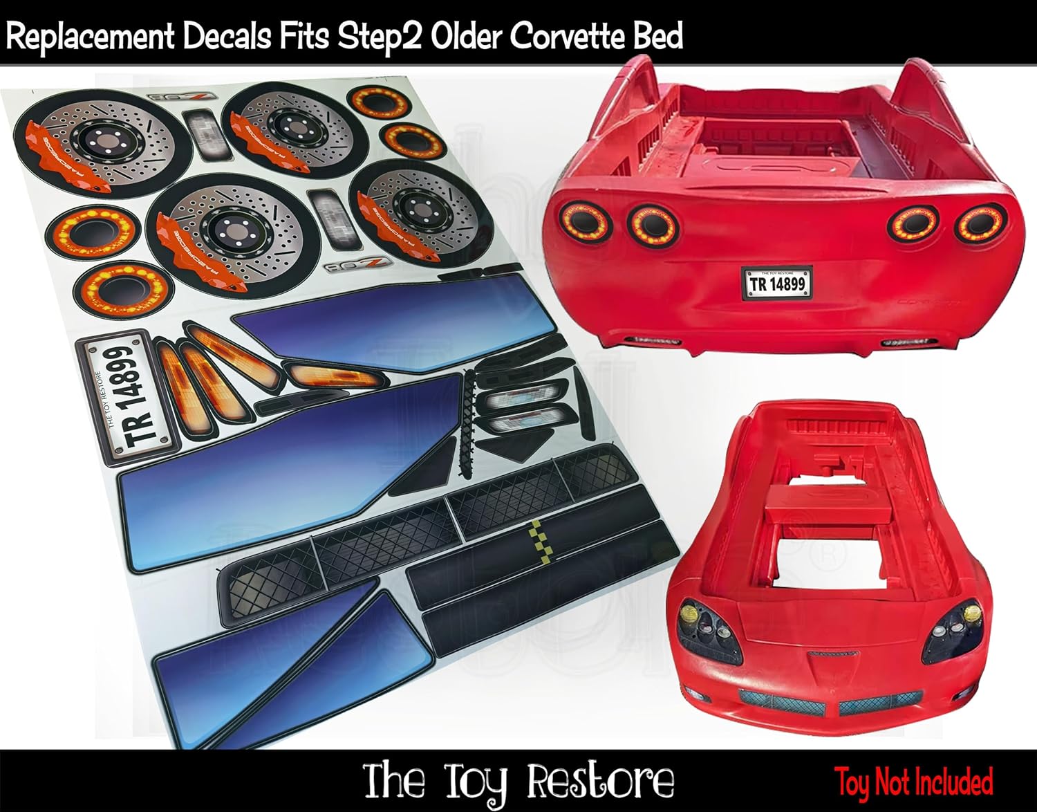 Toy Restore Replacement Sticker Fits STEP2 Z06 Corvette Toddler-to-Twin Bed Old
