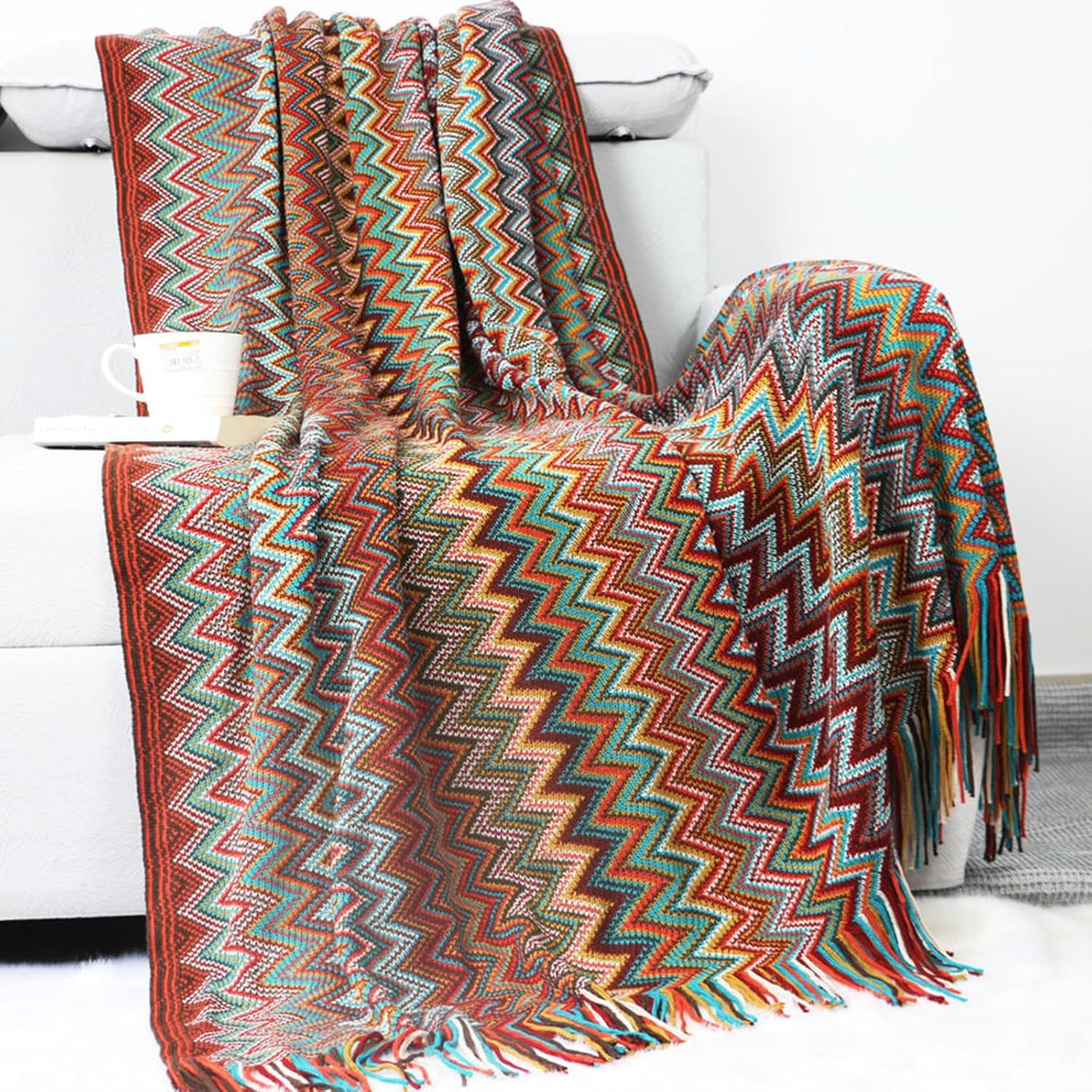 Knitted Blanket Bohemian Light Luxury Knitted Plush Blanket Thread Blanket Sofa Blanket Office Air Conditioning Cover Blanket Car Carrying Blanket Outdoor Camping Blanket