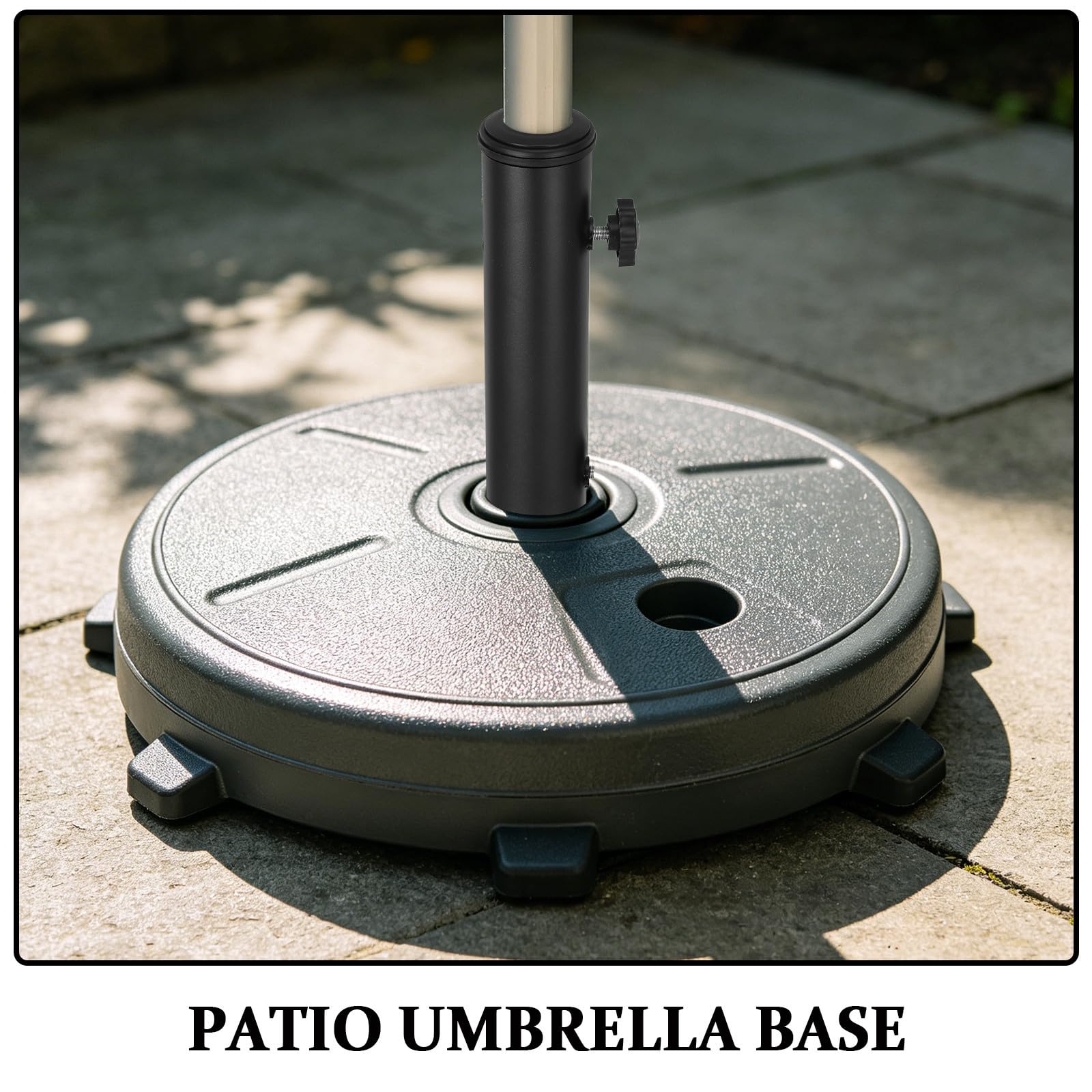 Schirmständer 1 Satz mit Stabiler Struktur aus Edelstahl und ABS und maximaler Windbeständigkeit Fester Regenschirmhalter modularer in Schwarz für Garten und Terrasse