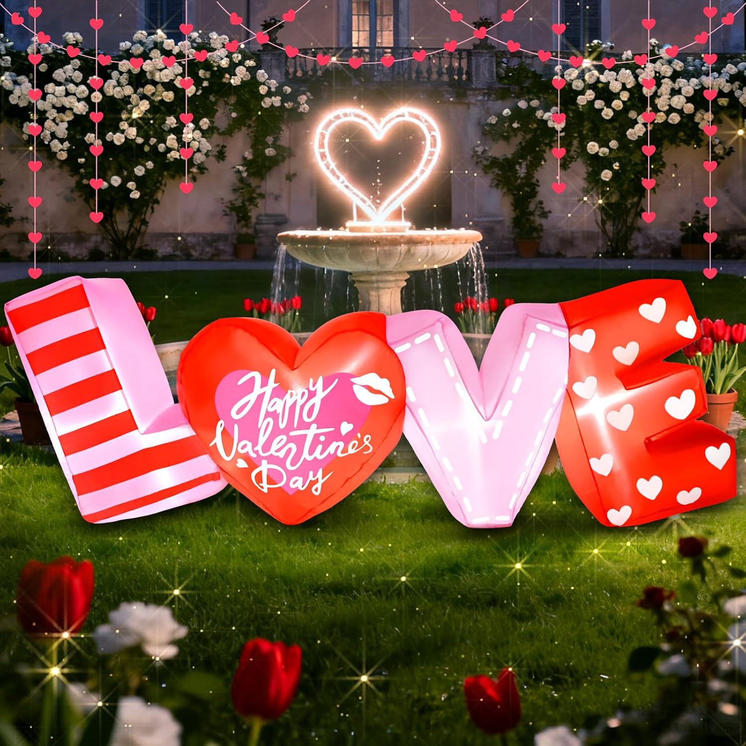 Halfjuly 5.9 FT Valentine Inflatables Outdoor Decorations, Inflatable Love Letters with LED Lights, Romantic Blow Up Decor for Home Yard Lawn Garden Wedding Party Holiday