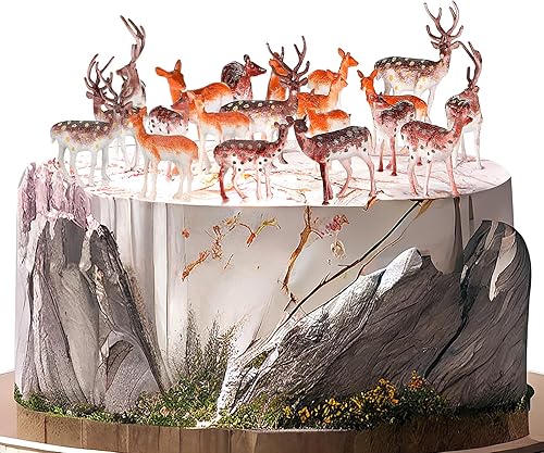Miniatura 2 de Soaoo 60 piezas de juguetes de ciervos pequeños, figuras de ciervos para tartas, mini figuras de animales del bosque, criaturas del bosque de