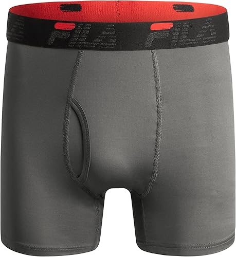 Miniatura 2 de Fila Calzoncillos tipo bóxer para hombre de 6 pulgadas con bragueta frontal, 90% poliéster, 10% elastano, paquete de 4