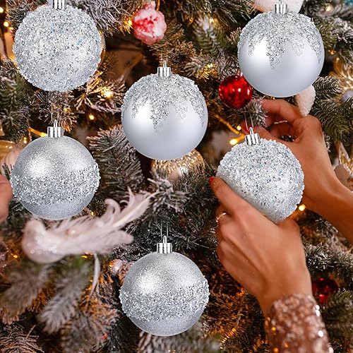 Miniatura 2 de 12 adornos de bola de Navidad con purpurina de 3.15 pulgadas, lentejuelas de diamantes de imitación, inastillables, decoración de árbol de Navidad,