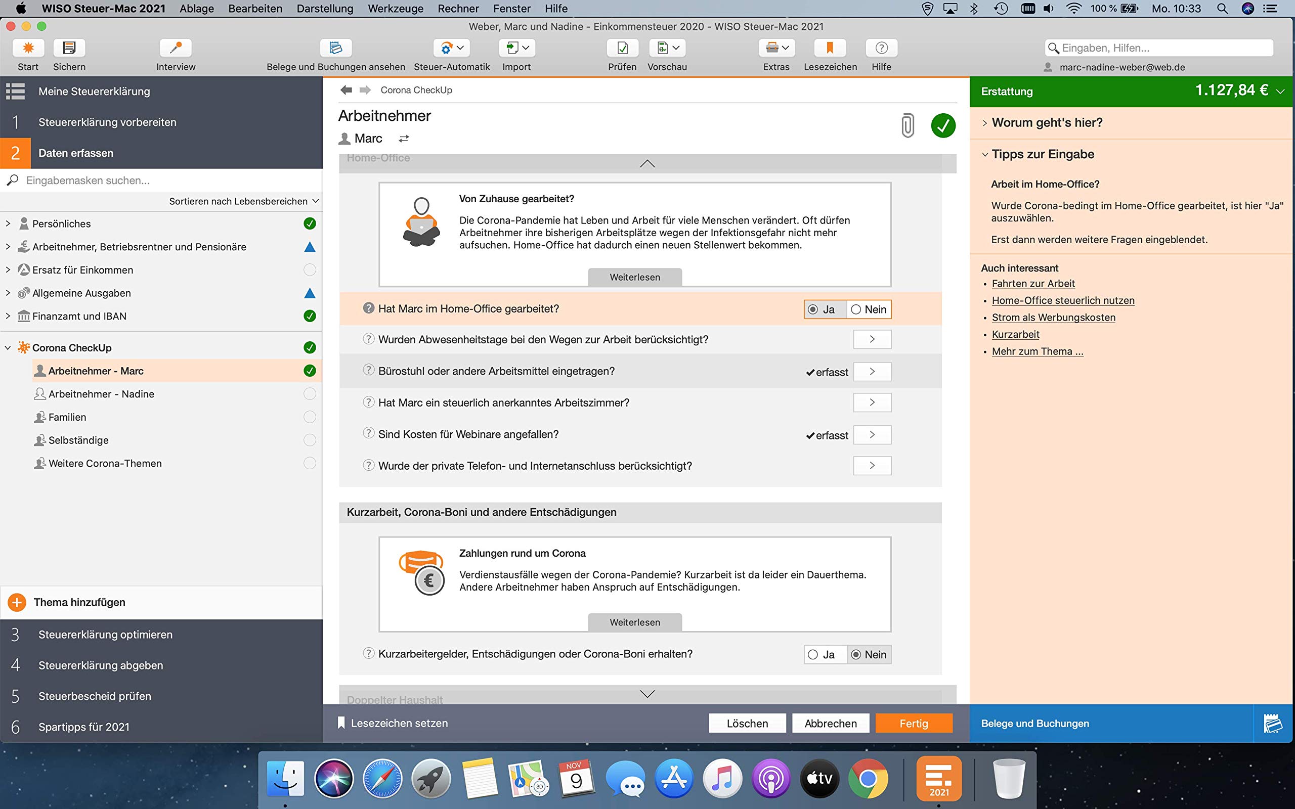 WISO Steuer-Mac 2021 (für Steuerjahr 2020 | Mac | Digitaler Download