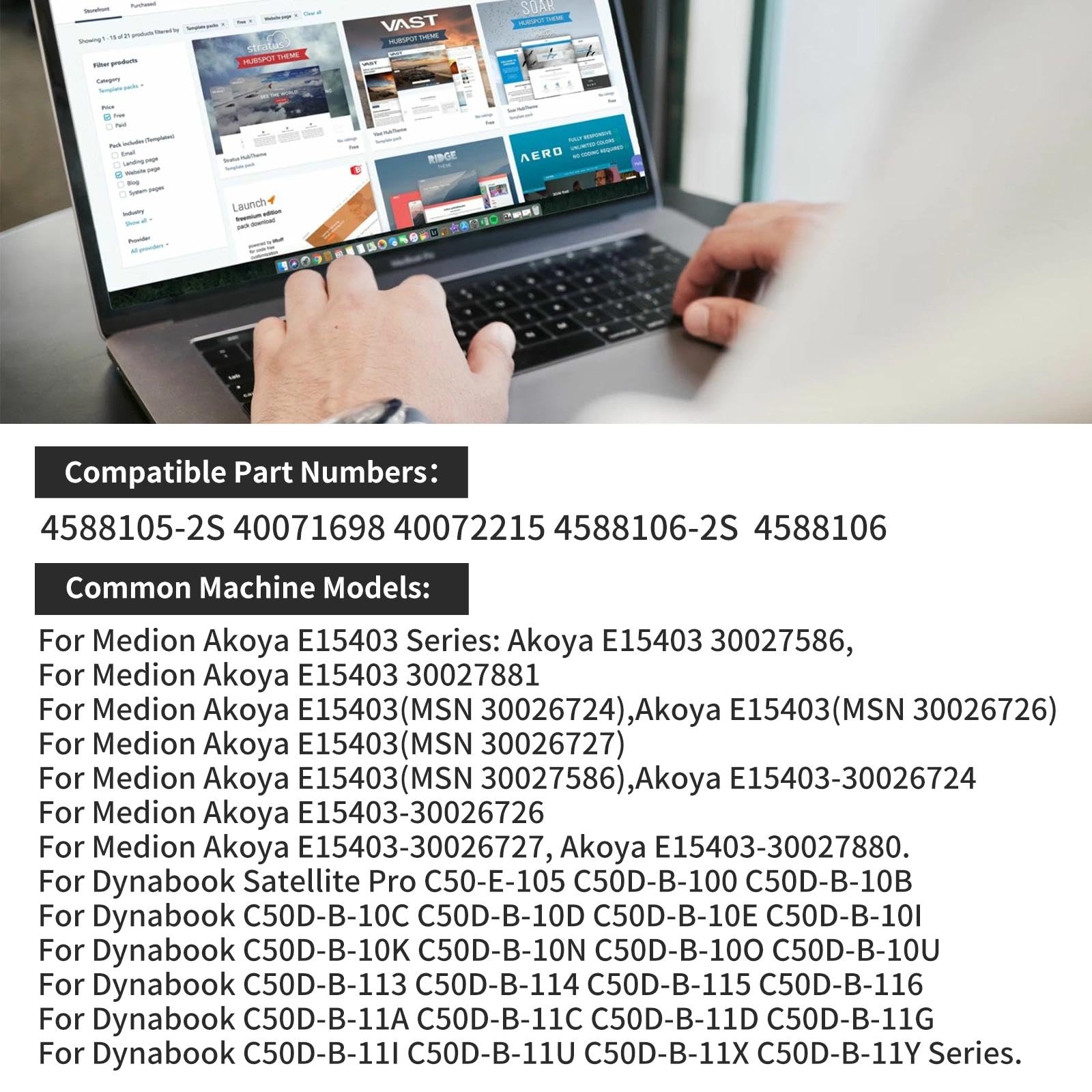 4588105-2S Batteria di ricambio compatibile con Satellite PRO C50-H C50-E C40-H C50-H-108 C50-H-103 P/N: 40071698 40072215 4588105-2S 458106 458106-2S S 7,6. V 00 mAh/45,6 Wh
