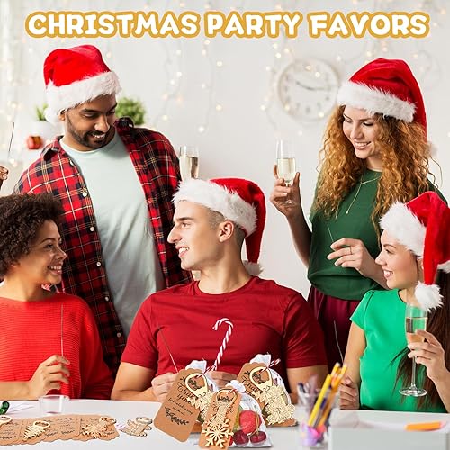 Miniatura 5 de Chengu 32 juegos de abridores de botellas de cerveza navideña, 32 piezas, árbol de Navidad, muñeco de nieve, copo de nieve, tren, abrebotellas con