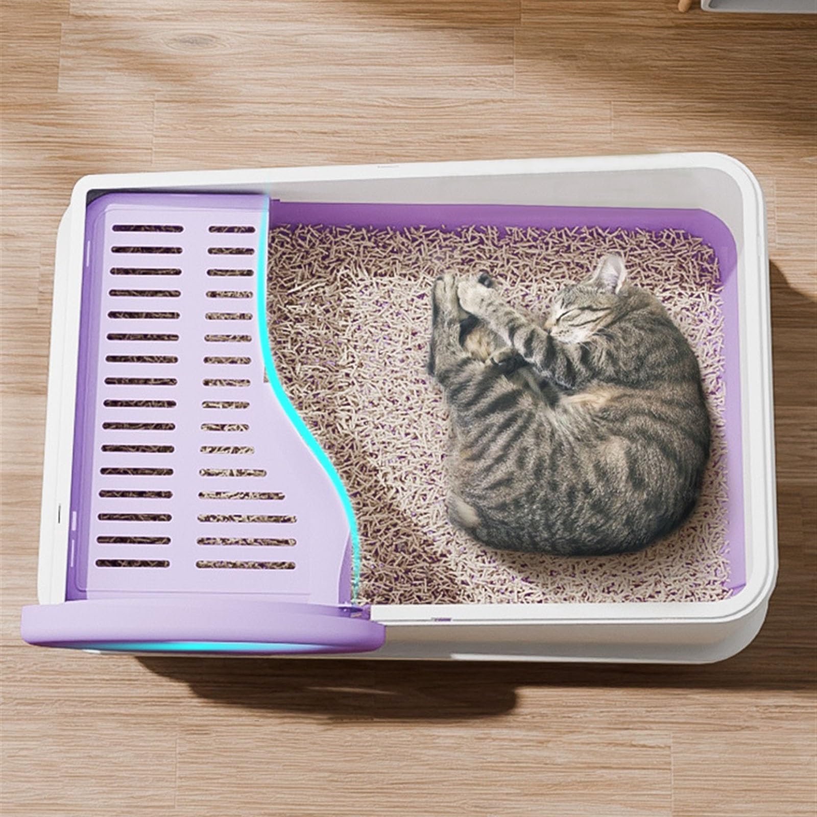 Exclusivo para Gatos y Perros Bandeja for Arena for Gatos con Tapa y Pala for, Caja de Extragrande, Completamente Cerrada a Prueba Salpicaduras for pequeños Grandes para Interiores(Grey)