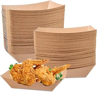 Paper Food Boats, 100 Pcs Paper Food Trays Food Containers, Disposable Snack Appetizer Popcorn Chips Serving Plate for Party Buffet Wedding Birthday