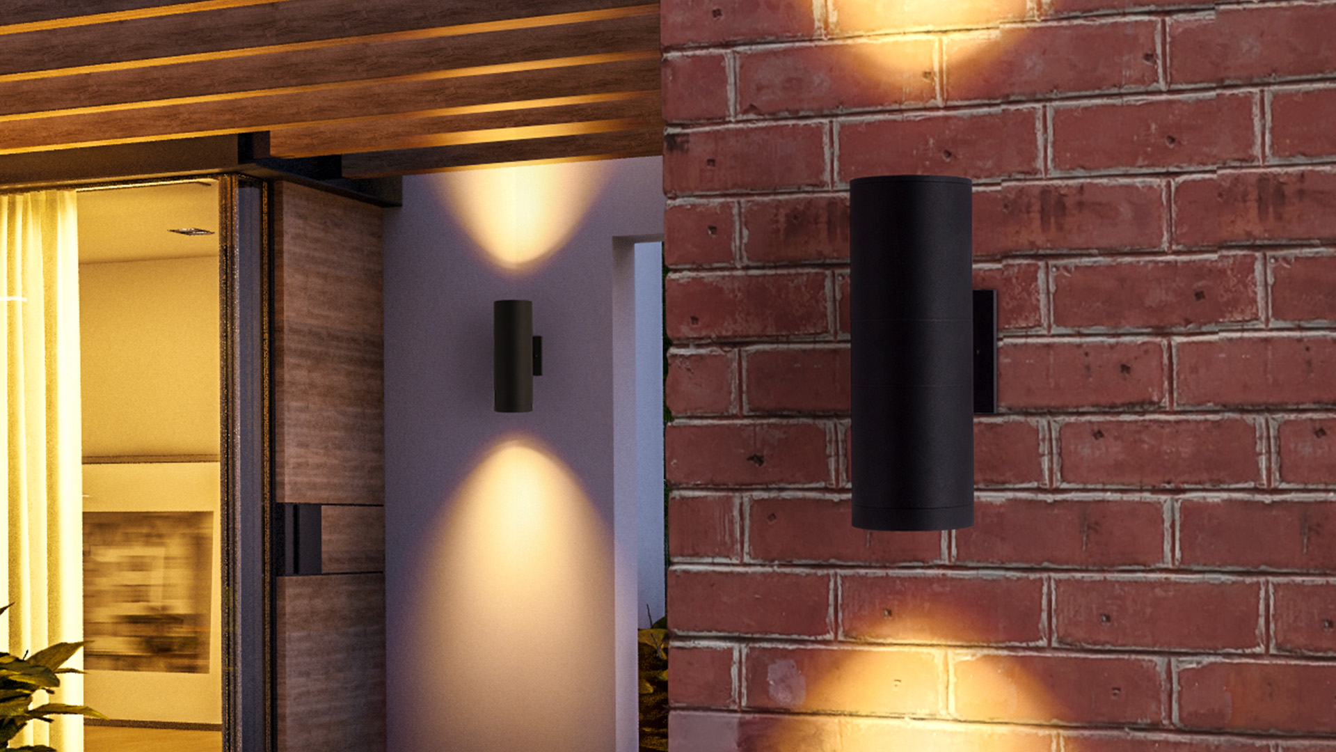 Image of mirrea 12 inch Modern Outdoor Porch Light in 2 Lights, Matte Black, 2 Pack