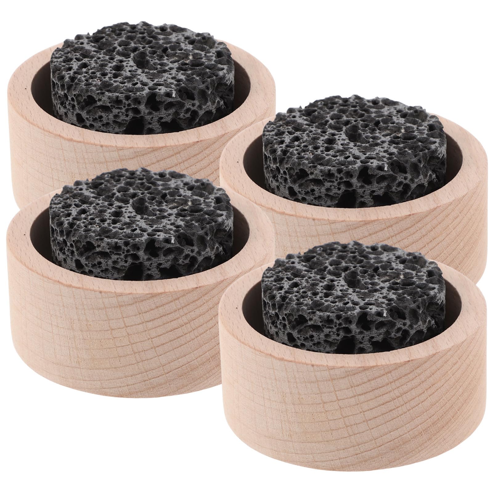 4 Pezzi Diffusore Passivo di Oli Essenziali in Pietra Lavica Vulcanica Rotondo, senza Alimentazione, Decorativo per Ambienti Casa e Camere da Letto