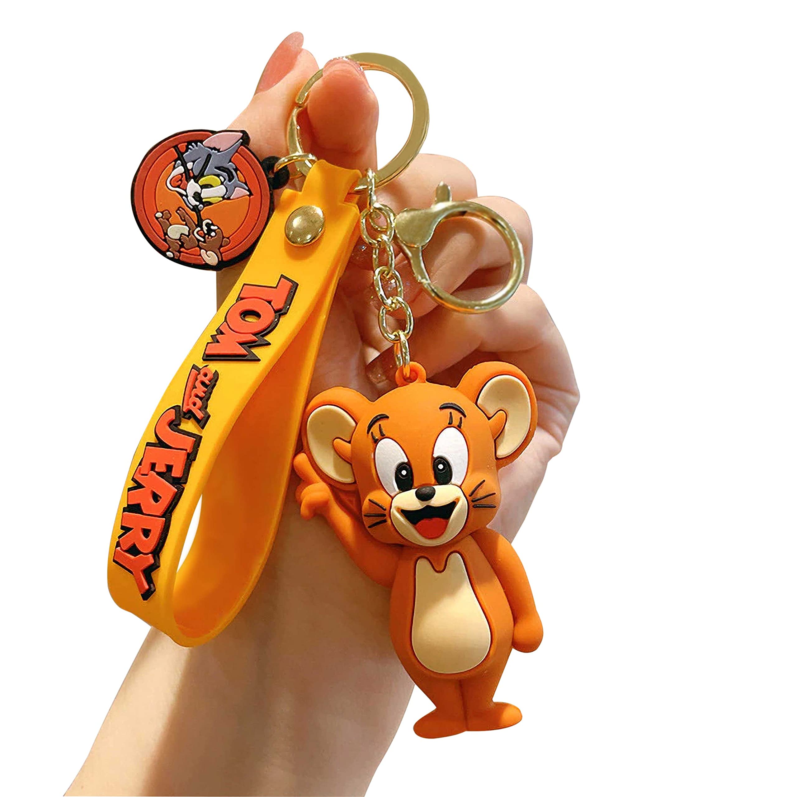 Rubber Happy Tom and Jerry Keychain for Boys, Girl Students College School Bags, Bikes, Cars Home Office Keyring for Valentine's Day, Happy Birthday Return Gifts