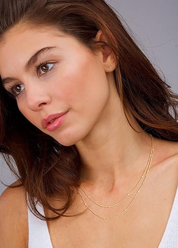 Miniatura 4 de CHESKY - Gargantilla de oro para mujer, chapado en plataoro de 14 quilates, gargantilla de cuentas satélite, delgada, de moda, collares de clip,