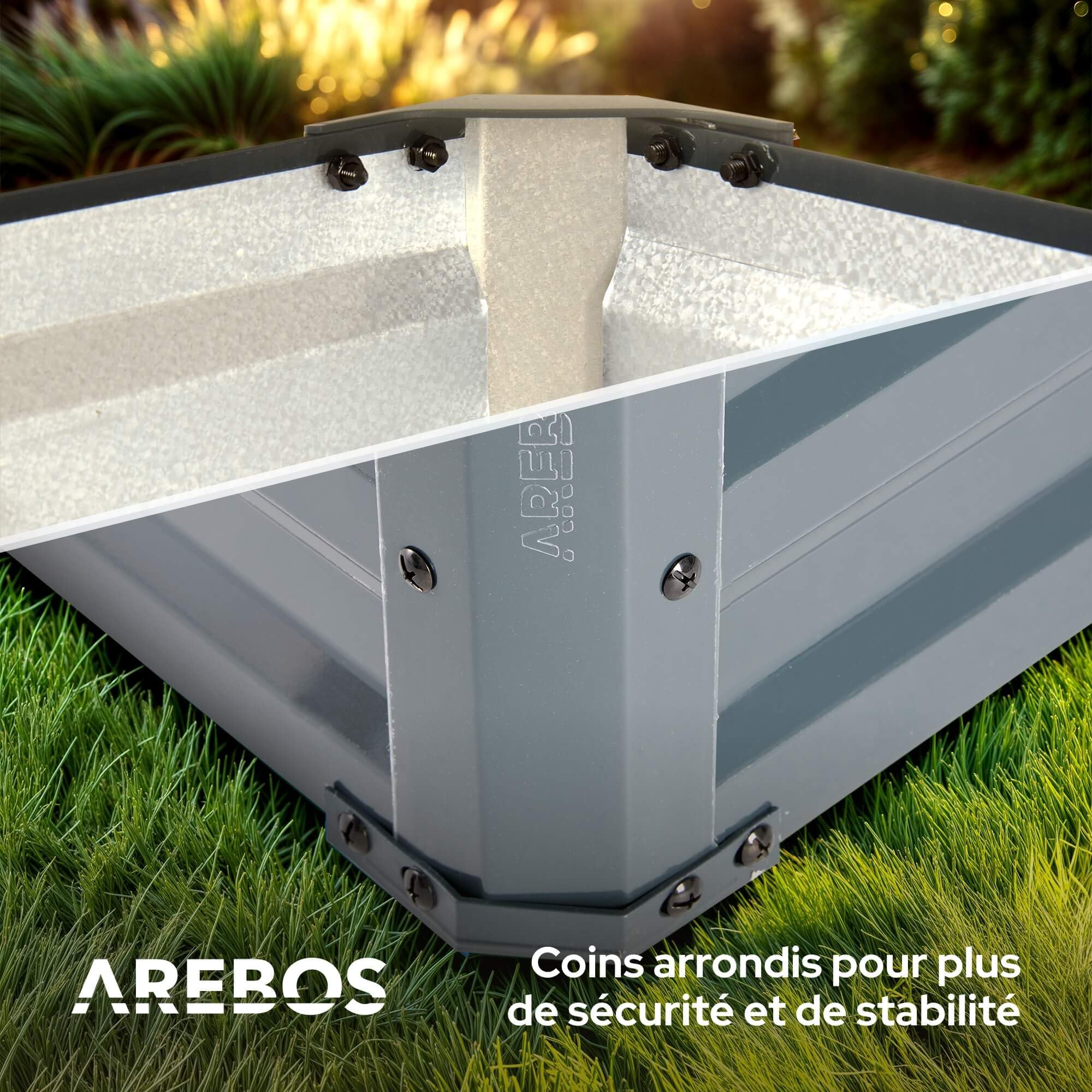 AREBOS Lit surélevé en métal 240x90x79 cm | Lit de Jardin en Acier galvanisé | Lit de Plantation résistant aux intempéries & à la Rouille | Lit de légumes rectangulaire pour Jardin & terrasse