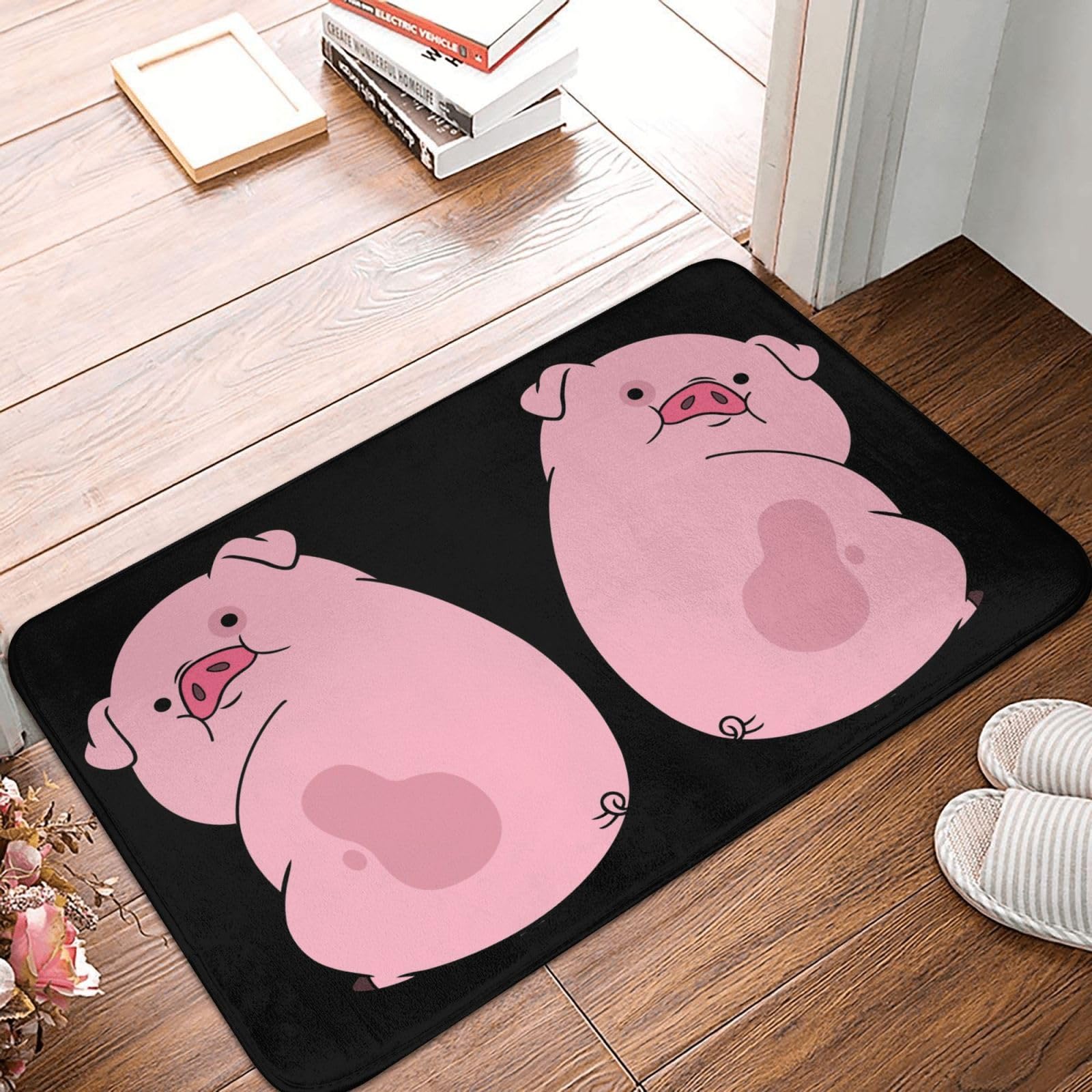 Amazon | おもしろ豚 Pig 玄関マット 可愛い 屋外 室内 滑り止め 泥