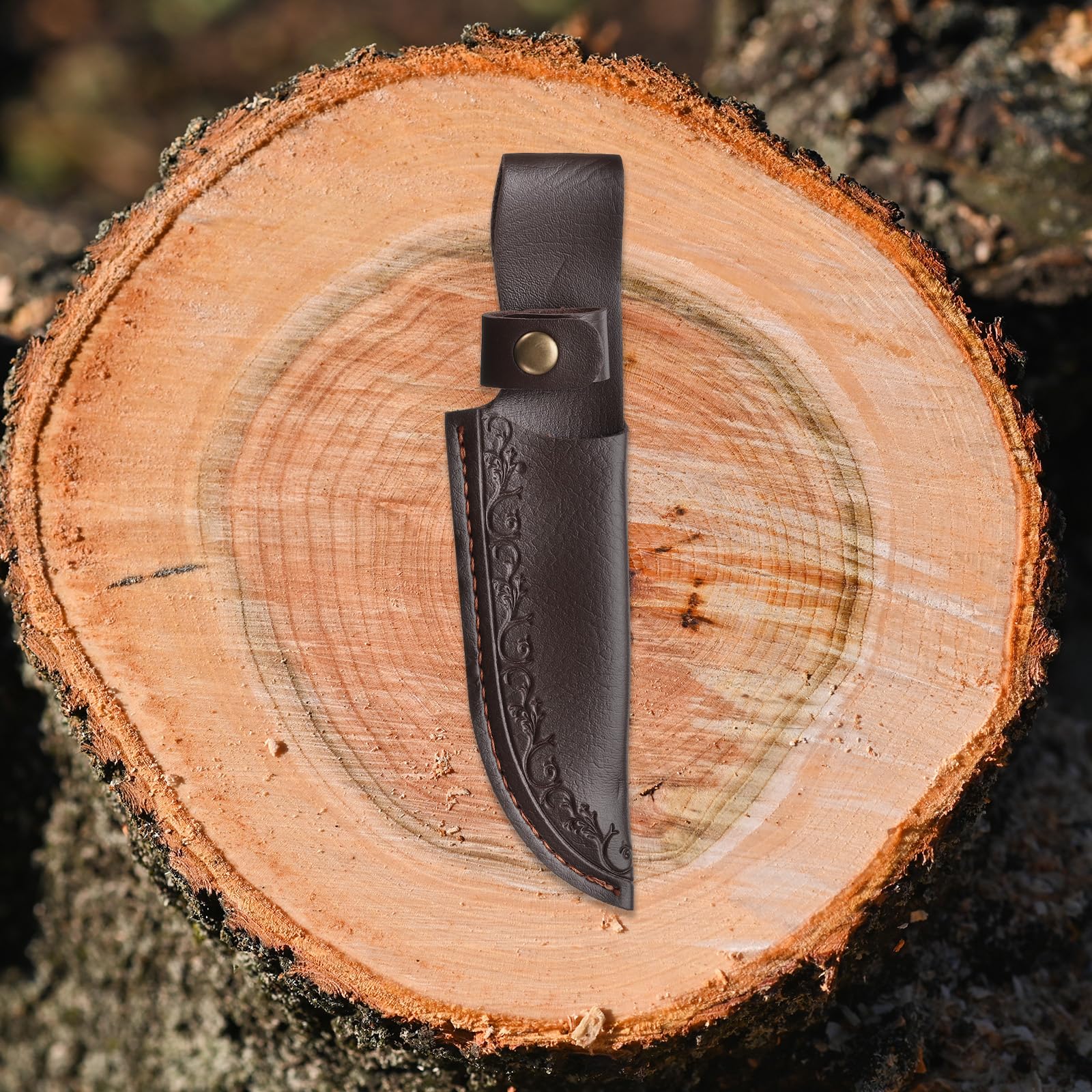 QUARKZMAN Funda De Cuchillo 7.87" Longitud Cuero Auténtico Portafundas Para Cuchillo Plegable Para Senderismo Campamento Ciclismo Y Excursionismo Marrón Oscuro