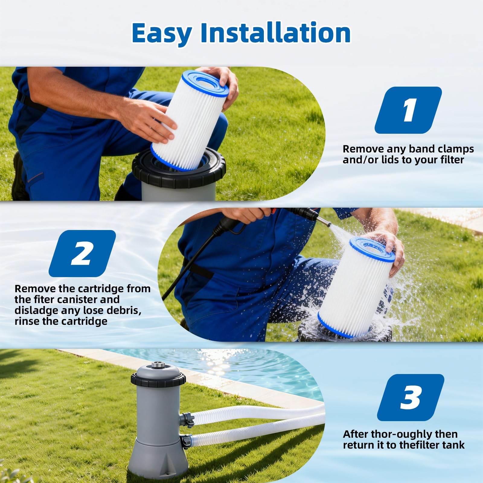 KGC Ersatz Typ A/C Filter Kompatibel mit Intex 29000E/59900E, 6 Stück Filterkartuschen Kartuschenfilter für Poolpumpe Swimmingpool oberirdischen Pools