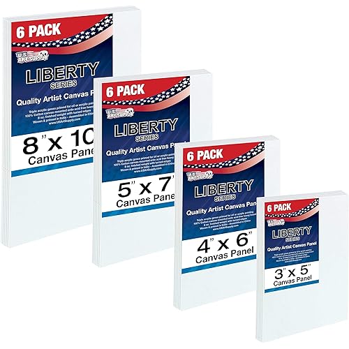 U.S. Art Supply Multi-Pack 6-Ea of 3x5, 4x6, 5x7 & 8x10 inch Professional Quality Small Artist Canvas Panel Board Assortment Pack (24 Total Panel Boards)