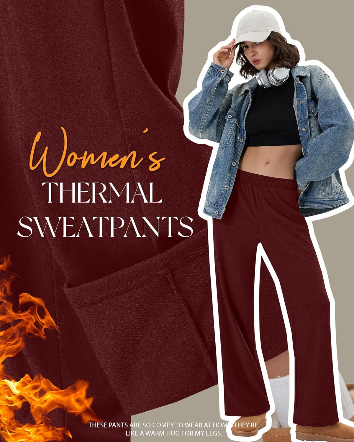 Neer 3 Pack Women's Fleece Lined Sweatpants Thermal Workout Baggy Joggers Elastic Wide Leg Lounge Pants with Pockets Winter - Image 3