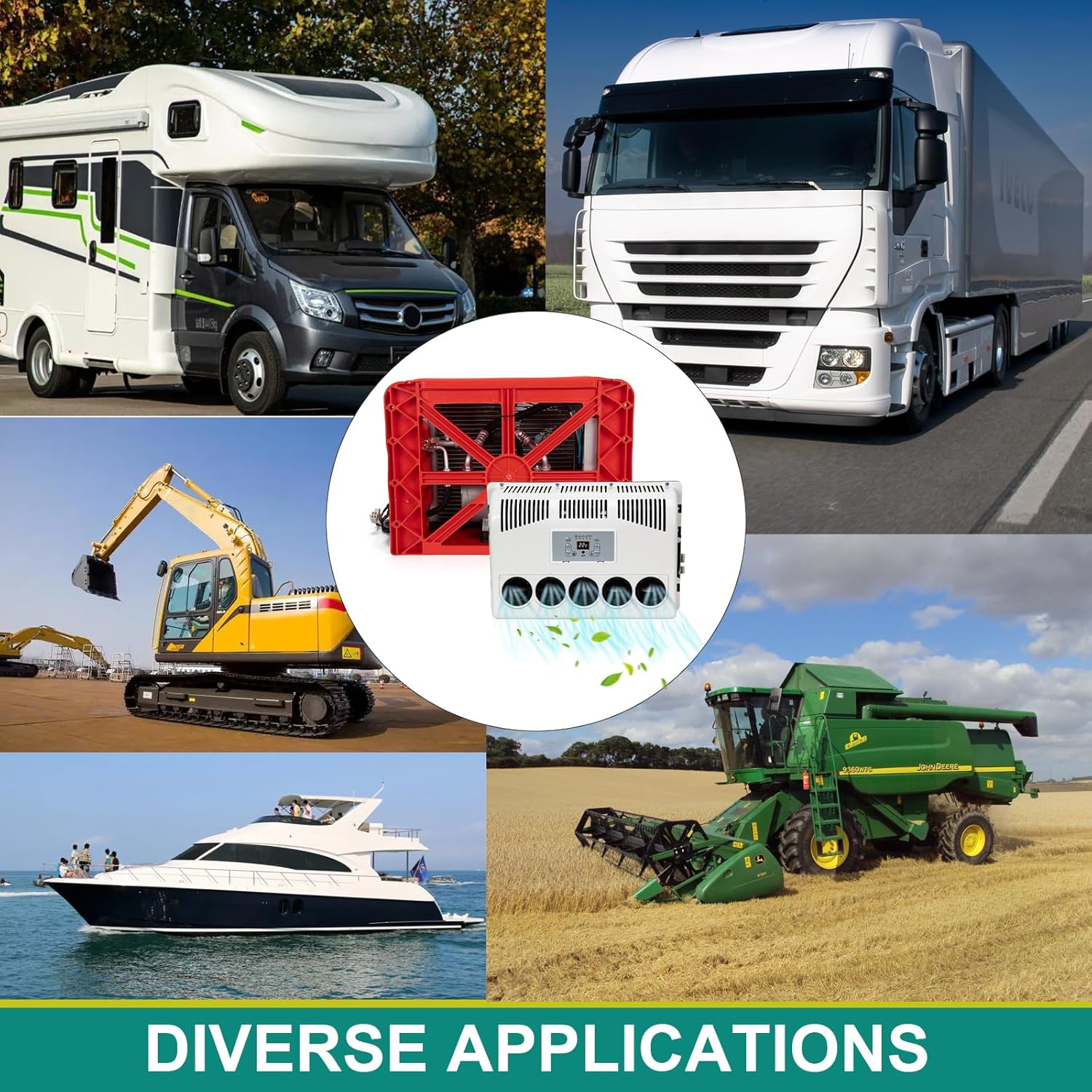 24V DC Truck RV Air Conditioner 8000BTU, Electric Parking A/C Unit for Semi Truck, Excavator, RV & Heavy Equipment, Energy Efficient Fast Cooling