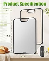 Vista 7 de Tablas de cortar de acero inoxidable para cocina, tabla de cortar 2 en 1 no tóxica de doble cara, tablas de cortar de grado alimenticio para carne