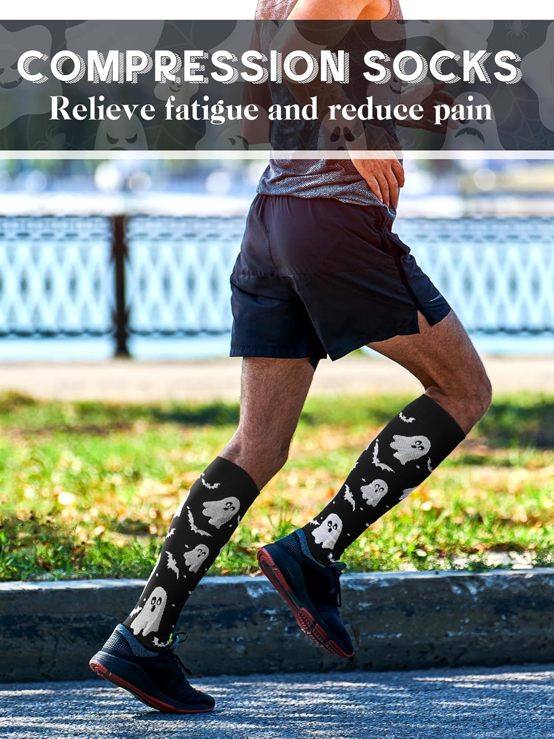 Halloween Socks Women Men Knee High Compression Socks for Halloween Nurses Running - Image 6