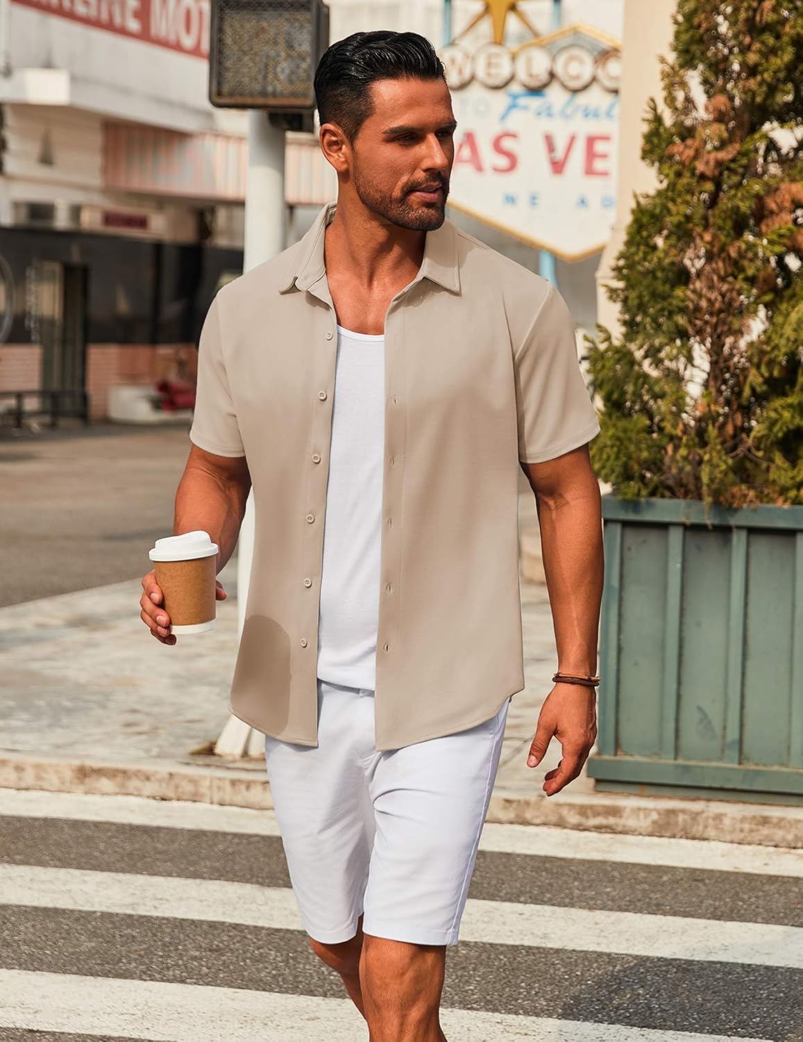 COOFANDY Men's Casual Button Down Short Sleeve Shirts Untucked Wrinkle Free Shirt Stretch Dress Shirts - Image 5