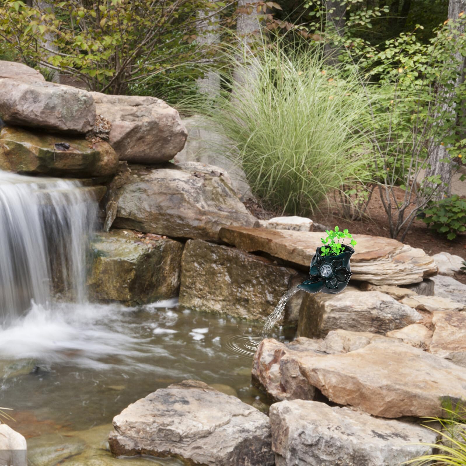 ifundom Keramischer Springbrunnen Auslass Wasserfall Deko Wasserspender Garten Teich Zubehör Für Zirkulierende Gartensysteme Und Außenbereiche