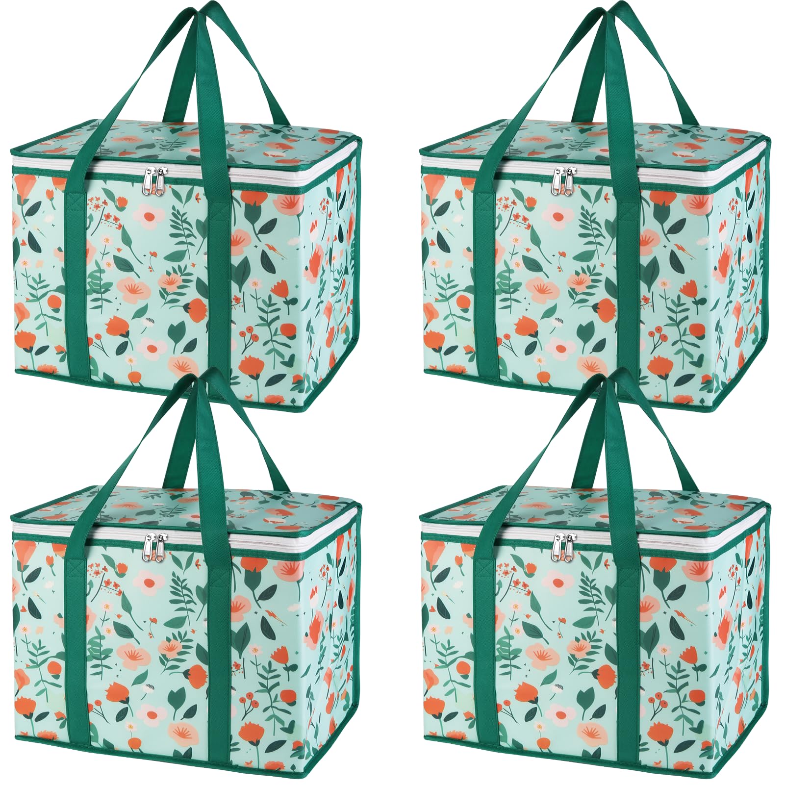 Bodaon 4-Pack Cooler Insulated Food Delivery Bag, X-Large Bags for Grocery/Catering/Shopping, Rideshare Delivery Bag, Thermal Hot Pizza, Large Cold