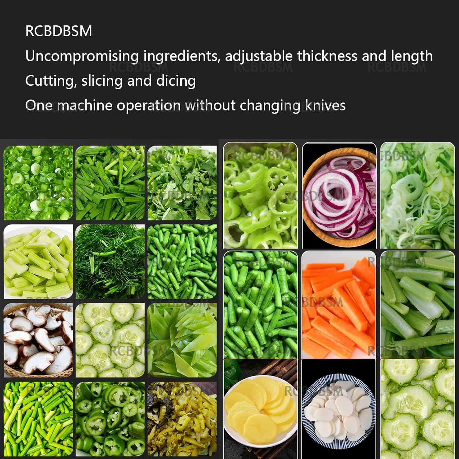 Electric Vegetable Fruit Dicer with Diced Shredded Sliced Functions, Double Knob Speed Control for Kitchen Food Prep