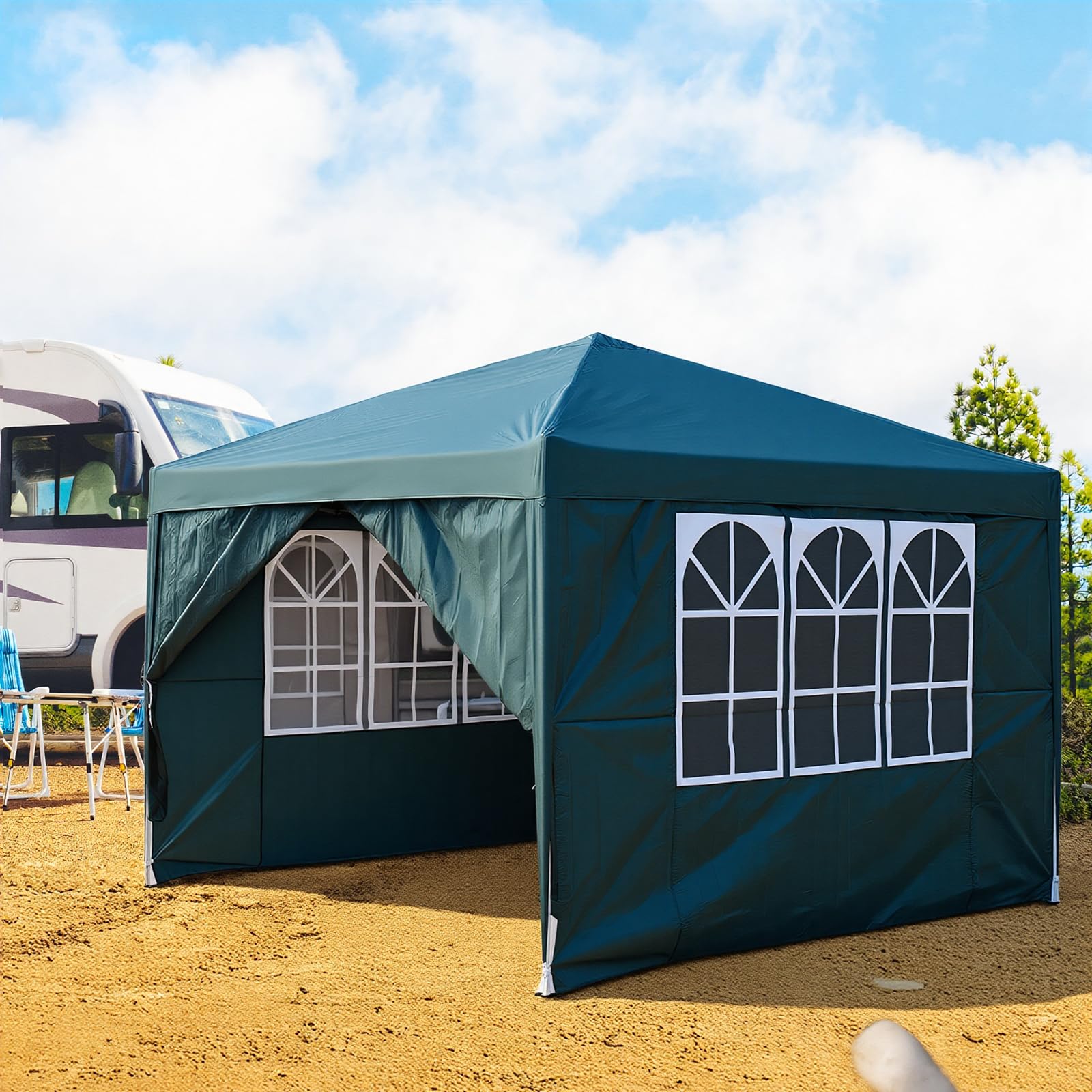 Pop Up Gazebo With Four Sides, 2x2m, 2.5x2.5m, 3x3m, Metal Frame Outdoor Party Shelter Tent, With Windows, Carry Bag (Green, 2.5mx2.5m)