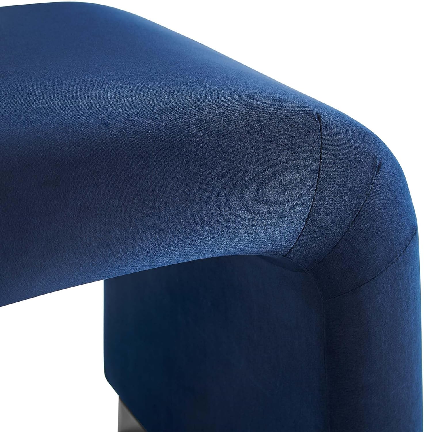 Modway Koda 24" Performance Velvet Upholstered Waterfall Stool or Side Table in Black Midnight Blue, 24 Inches
