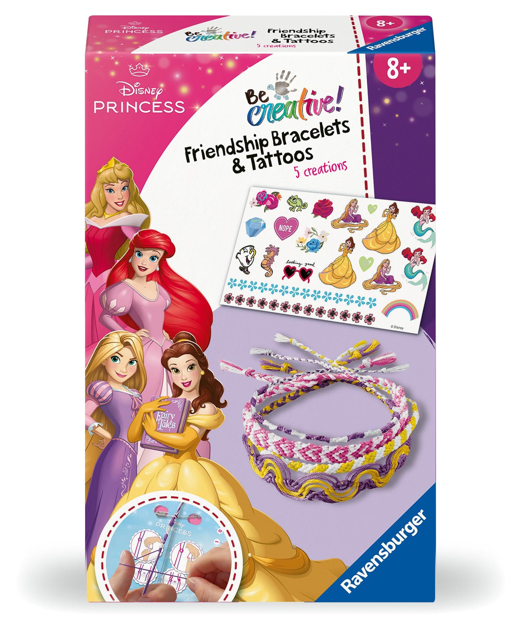 Ravensburger BeCreative 23963 Craft Set Friendship Ribbons & Tattoos Disney Princesses, DIY Crafts for Children from 8 Years