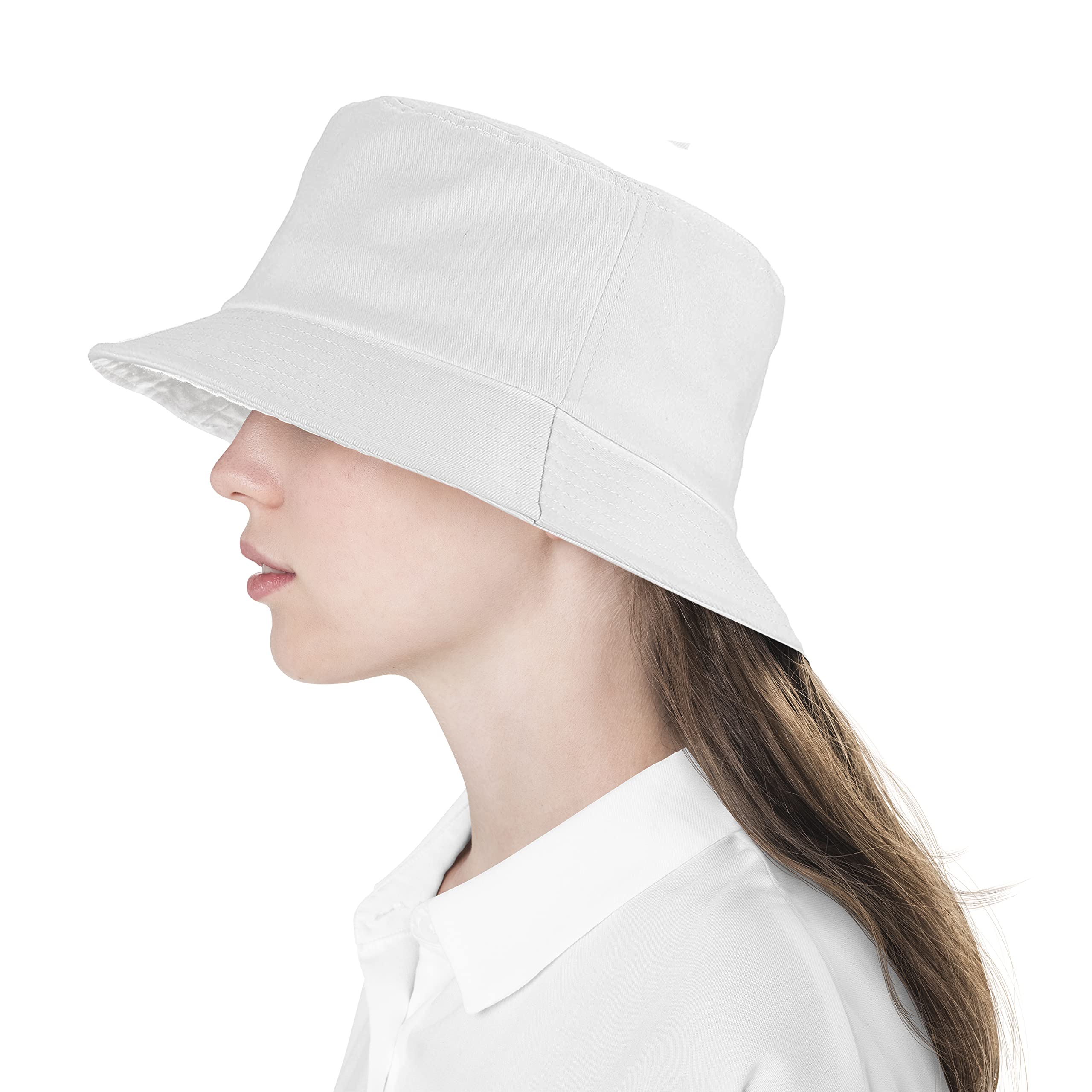 zonixon Bucket Hat for Beach | Bucket Hats for Women | Bucket Hats for Men | White Bucket hat for Sun Protection & Travel Unisex Pure Cotton Pack of 1-picture-56