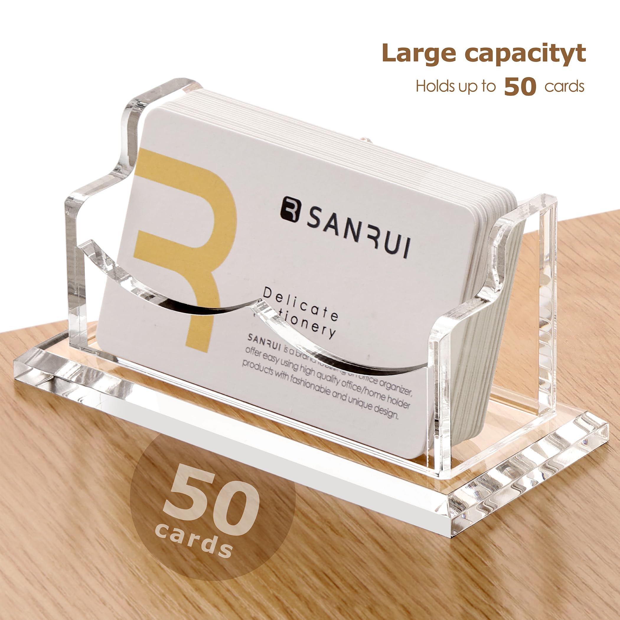 Clear Acrylic Business Card Holder - Desk Organizer -2