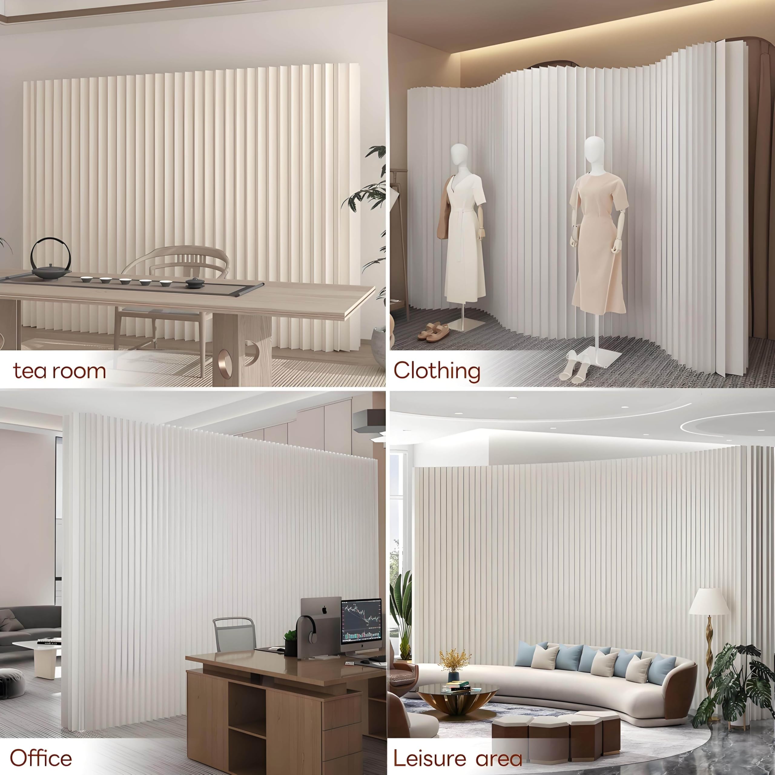 Biombo separador de ambientes,separador de pared para separar ambientes,separador independiente para interiores,para casa,oficina,estudio,exposición,papel kraft plegable.,White-5 * 2.4m/16.4 * 7.87FT