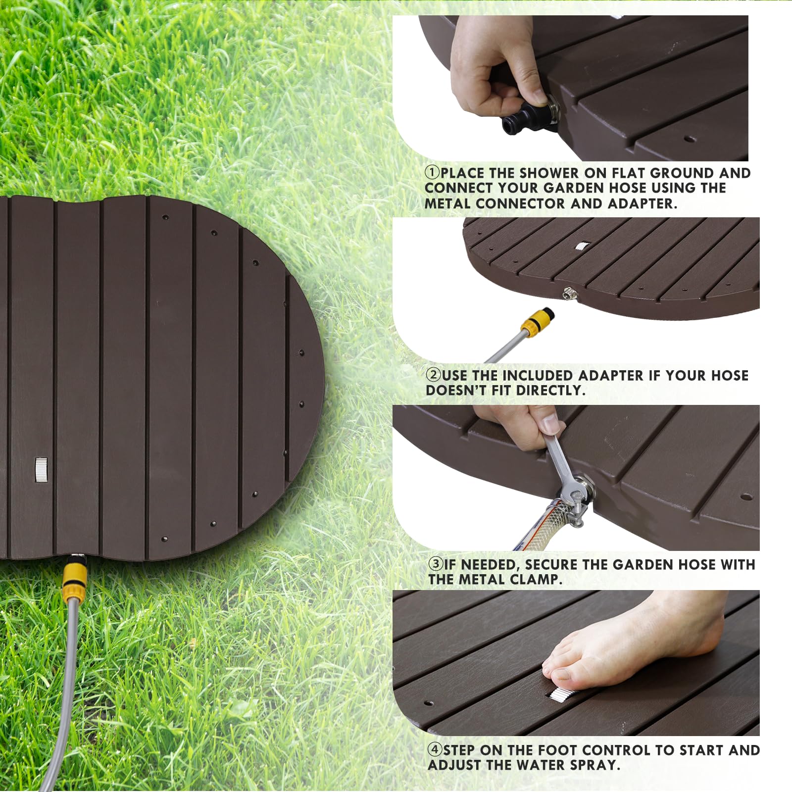 CCLIFE Gartendusche Bodendusche Outdoor Außendusche Braun | Dusche Mit Fußrad,Material PP,Fontäne bis zu 4 m,Garten