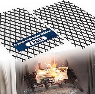 2 Pcs Ember Retainer for Fireplace Grates, Metal Fireplace Grate Ember Retainer Mesh Keep Burning Embers from Falling, Fireplace Accessories 16 x 10 inch for Most Fireplace Grate, Fire Pits