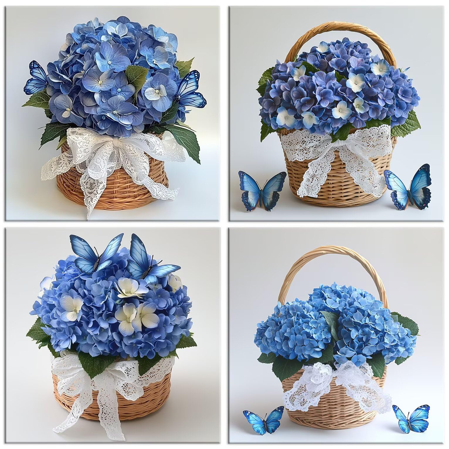QIANLUOO Mariposa Hortensia 5D Kits de Pintura de Diamantes 35x35cm G-883 | 5D DIY Diamond Painting Kit Completo 4 Pack, Pintura Diamante Niños Adultos Diamant Bordado Punto de Cruz para Decor Hogar