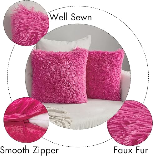 Miniatura 2 de MIULEE - Juego de 2 fundas decorativas, lujosas y afelpadas de pelo sintético con estilo invernal para cojines de sofá, dormitorio y automóvil (18 x