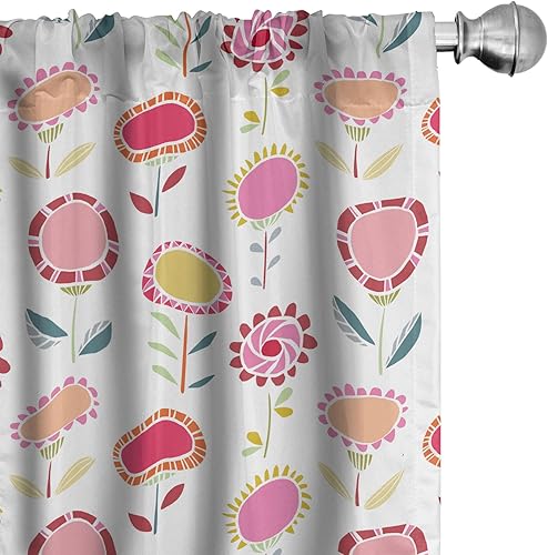 Miniatura 42 de Ambesonne Cortinas de ventana azul marino, patrón tradicional Ikat estilo retro, composición inspirada en damasco, decoración ligera, juego de 2