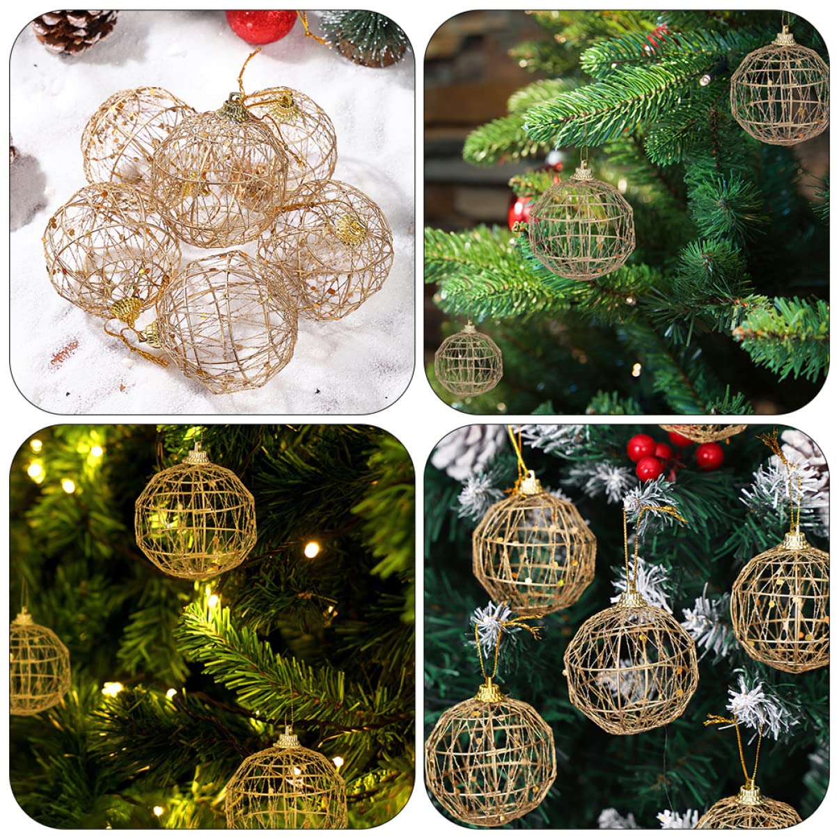Cabilock 3 Set Di Natale Decorazioni Natalizie All'aperto Gonfiabili Natalizi Ciondolo Albero Di Natale Palline Dell'albero Di Natale Ornamenti Ferro Da Stiro Golden 12 Pezzi * 3