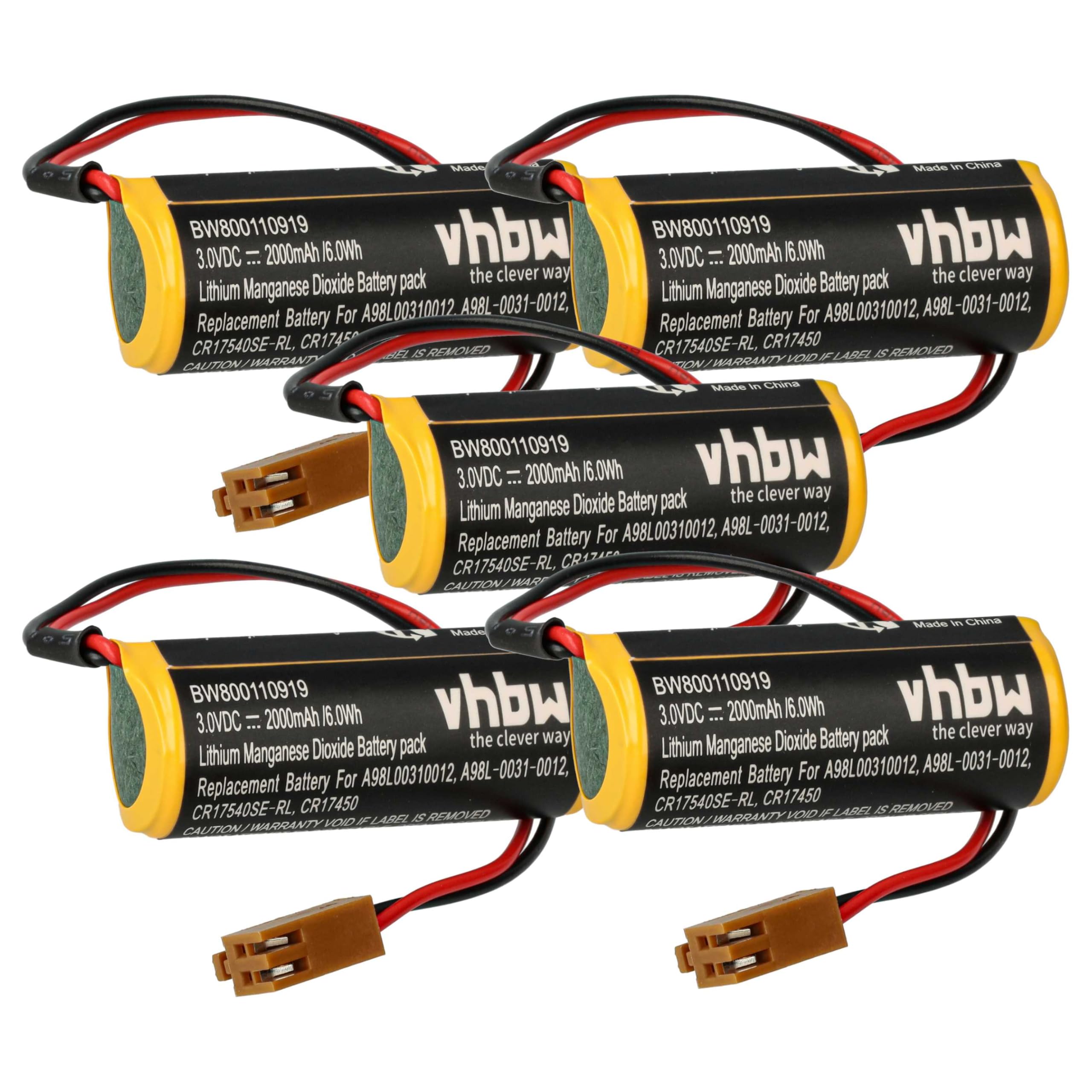 vhbw 5X batería Compatible con Le Blond 77 CNC Router programmable Logic Controller Controlador de periférico (2000 mAh, 3 V, Li-MnO2)