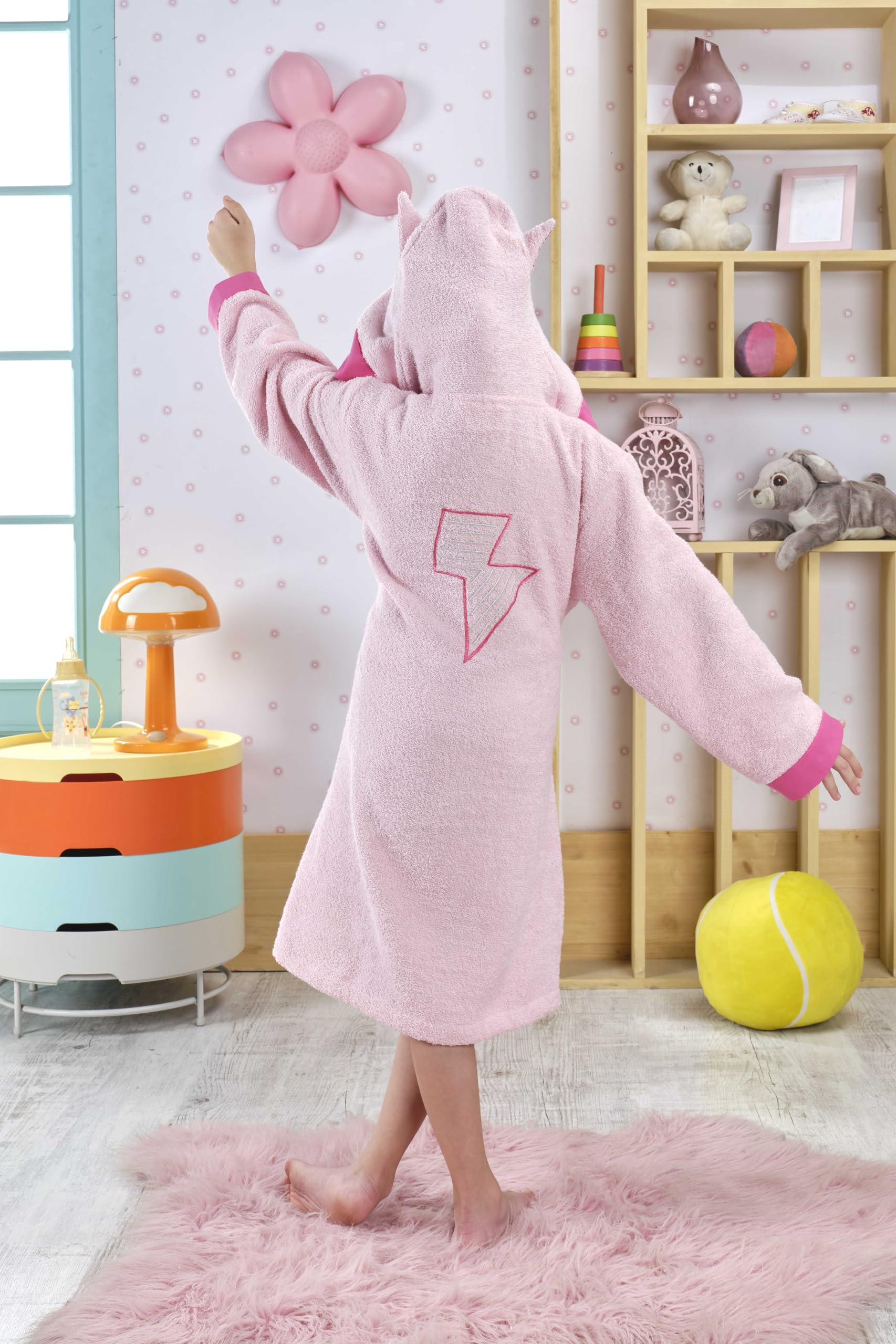 ELY PARKER Bademantel Kinder Frottee, Jungs, Jungen, Mädchen, Handtuch aus Türkische Baumwolle, mit Kapuze Superweich, Saugfähig, Bequem, Dick