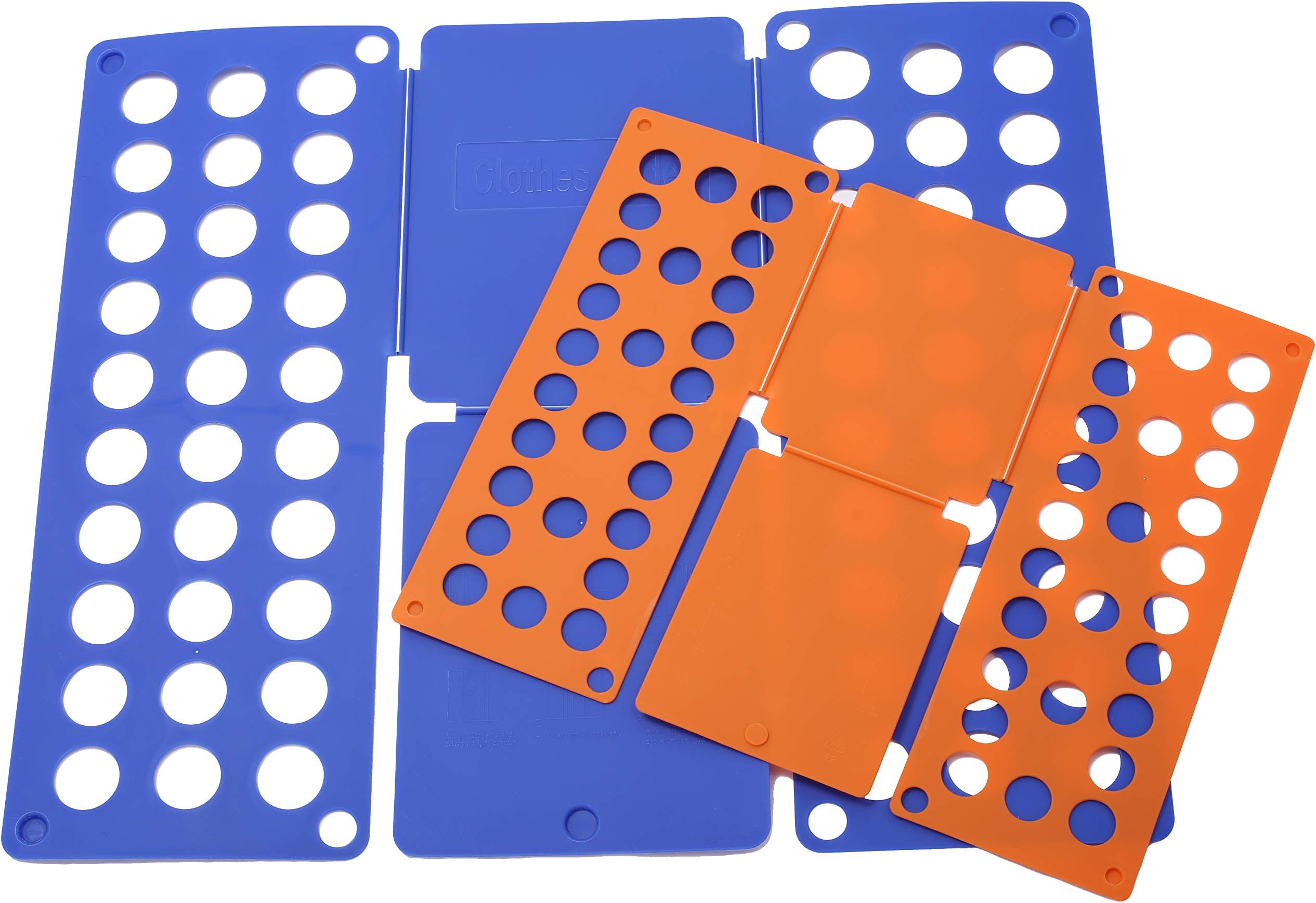 House Hubby Clothes Organizer Closet Bundled Shirt Folding Board Fold Pants Adult Child Kid Sizes (Blue and Orange)