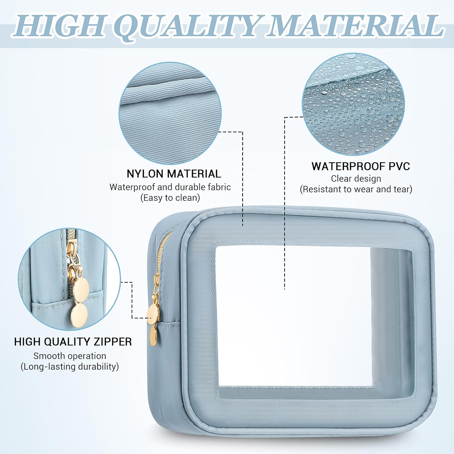 Abbylike 6 Pcs Clear Makeup Bags Mother's Day Travel Nylon Clear Mix Color Toiletry Bag Bulk Car Organizer Case Waterproof Toiletry Pouch with Golden Zipper for Teacher Mother Women Wedding Gift