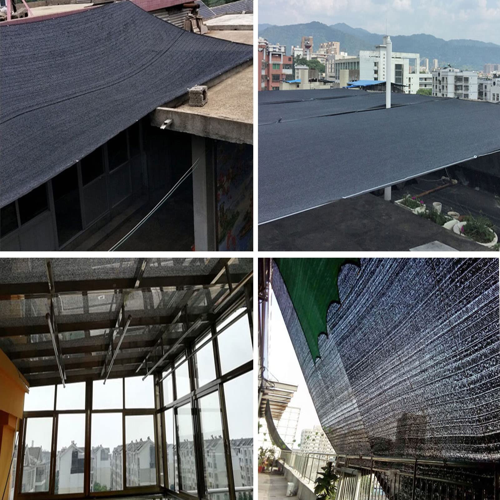 Sonnenschutztuch mit Ösen, Schattennetz, Schwarz, UV-beständig, Netzplane für Gewächshäuser, Pflanzenschattennetz für den Außenbereich (Farbe: Schwarz, Größe: 3 x 5 m)