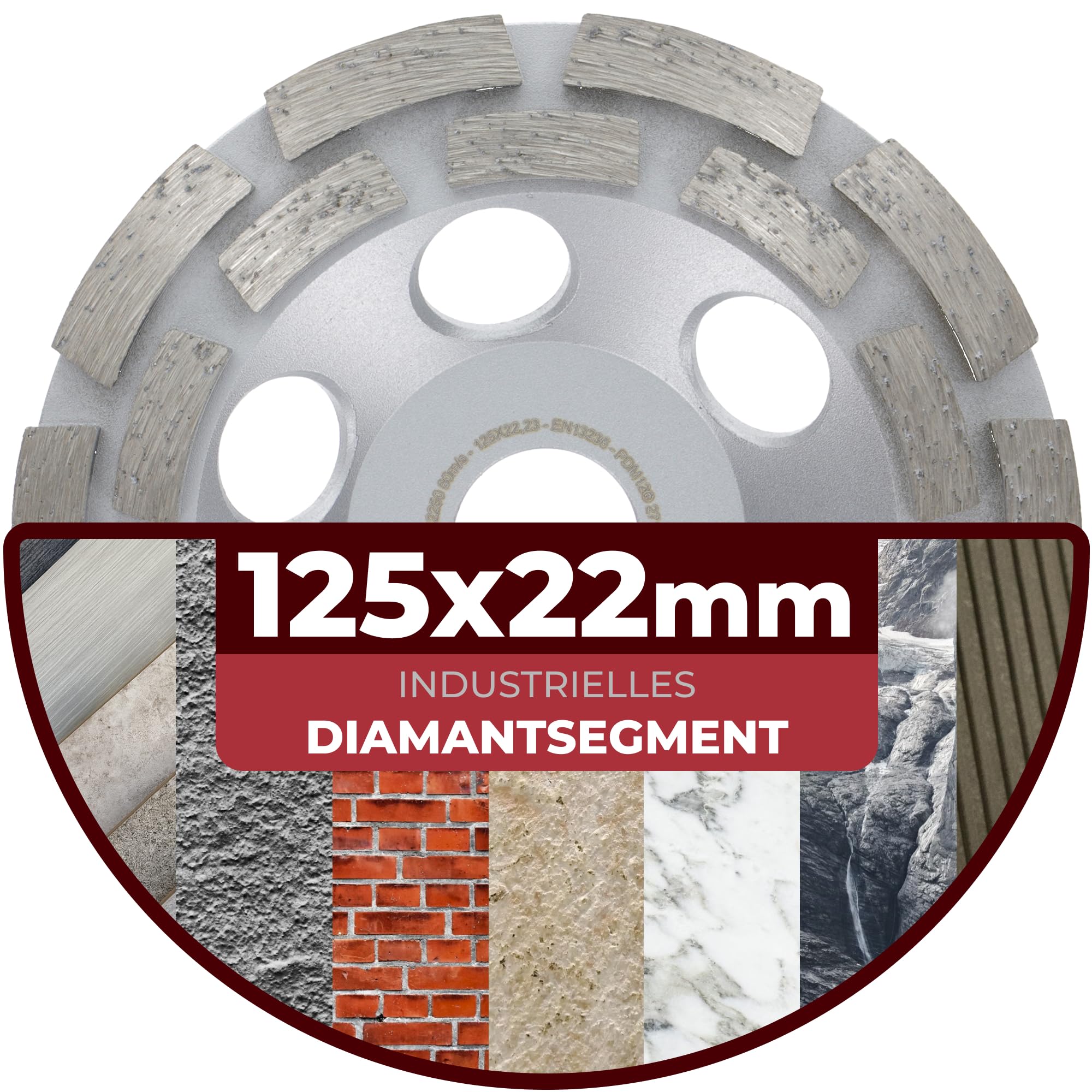 PRODIAMANT Premium Diamant-Schleiftopf 125mm Beton universal 125 mm x 22,2 mm Betonschleifer doppelreihig