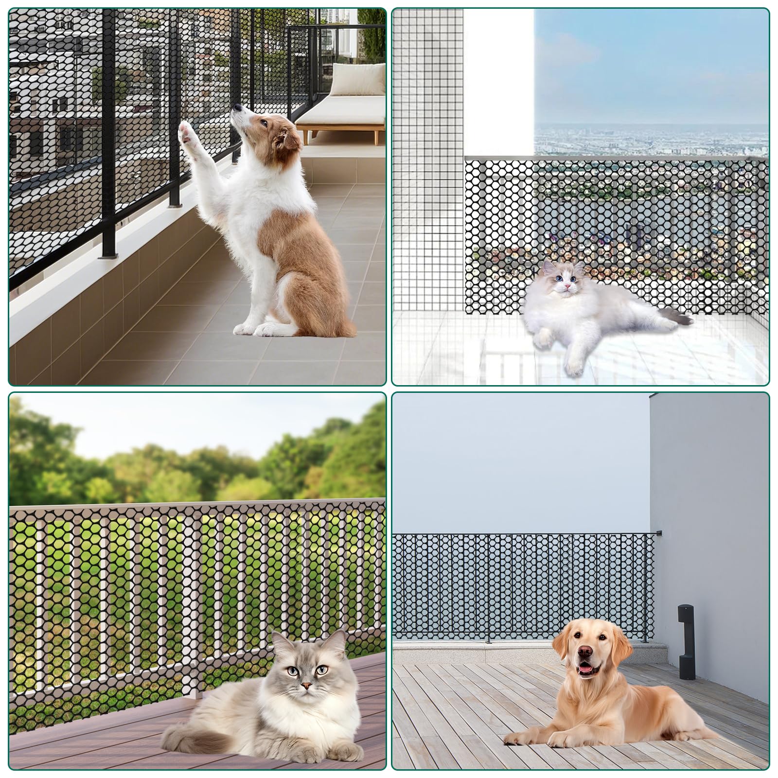 40cm × 5m Kunststoffgitter, Schwarz Kunststoffzaun mit 100 Nylon-Kabelbindern, Zuschneidbar Balkon Garten Schutznetz als Rasenschutzgitter Maulwurfgitter
