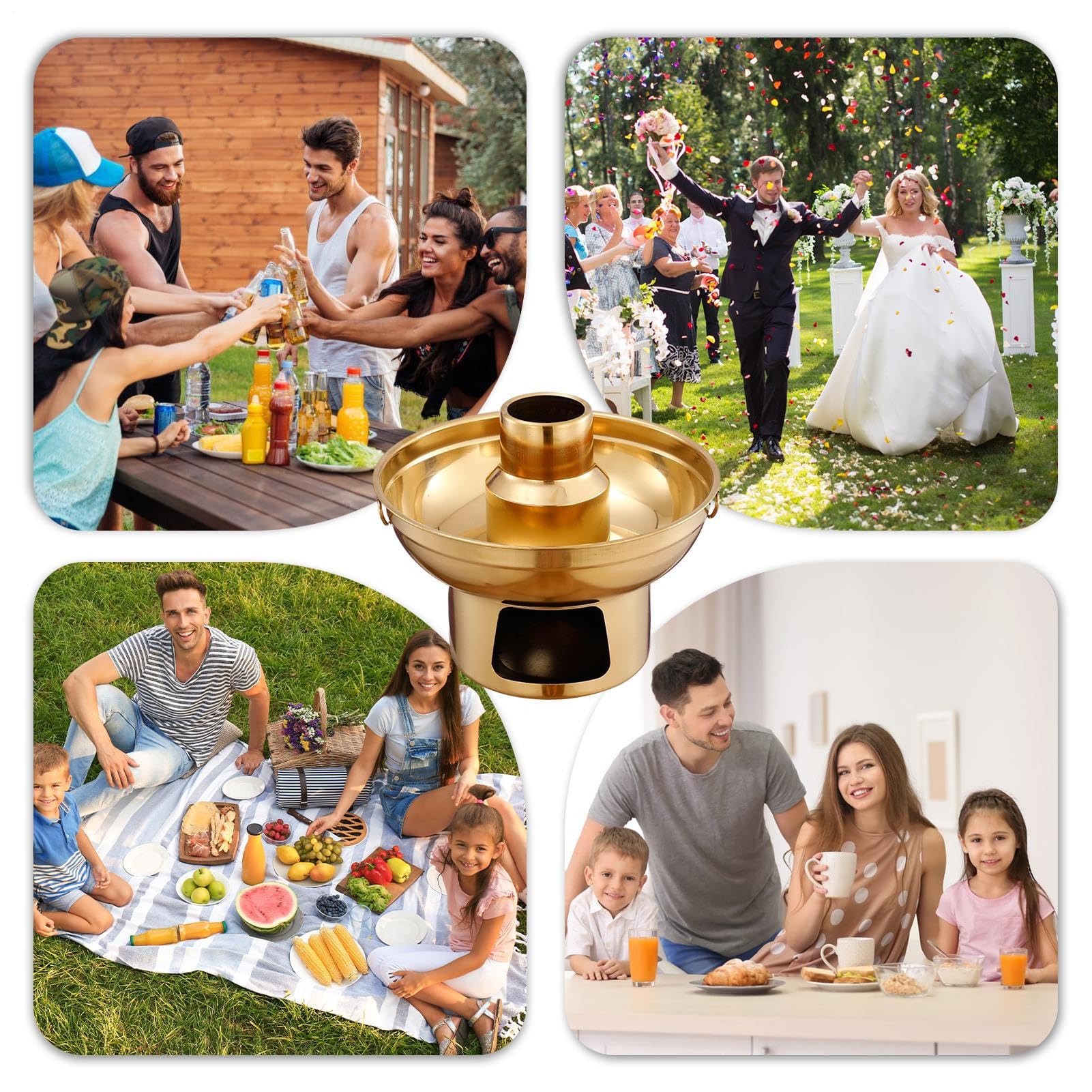 Heißer Kochtopf aus Edelstahl, mit heißer Milch, -Desserttopf mit Trockeneis, Serviertablett aus Edelstahl, für , Dessert, Kuchen,